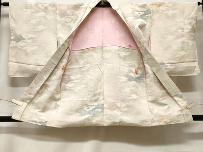 平和屋着物＃羽織　寿光織　霞文　銀糸　正絹　逸品　CABF3925ev