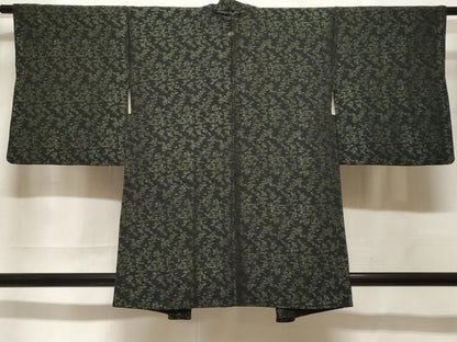 平和屋着物＃羽織　寿光織　笹尽くし　黒地　正絹　逸品　CABF3926ev