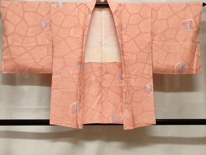 平和屋着物＃羽織　地紋起こし　石畳文　正絹　逸品　未使用　CABF3929ev
