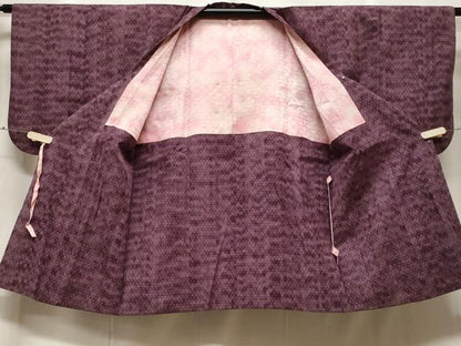平和屋着物＃道行コート　紬地　十字絣文様　正絹　逸品　CABF3931ev