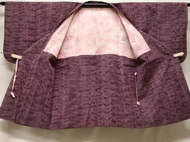 平和屋着物＃道行コート　紬地　十字絣文様　正絹　逸品　CABF3931ev
