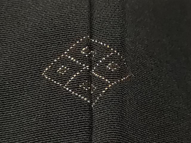 平和屋着物＃羽織　刺繍　寿光織　鬘帯花文　黒地　銀糸　正絹　逸品　未使用　CABF3934ev