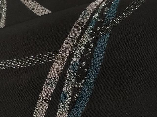 平和屋着物＃羽織　刺繍　寿光織　鬘帯花文　黒地　銀糸　正絹　逸品　未使用　CABF3934ev