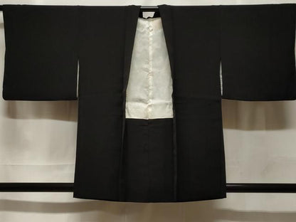 平和屋着物＃羽織　総刺繍　流水楓文　黒地　正絹　逸品　CABF3935ev