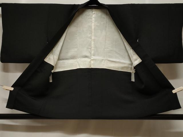 平和屋着物＃羽織　総刺繍　流水楓文　黒地　正絹　逸品　CABF3935ev