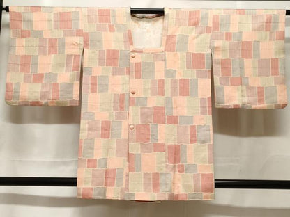 平和屋着物＃道行コート　幾何学文　正絹　逸品　CABF3936ev