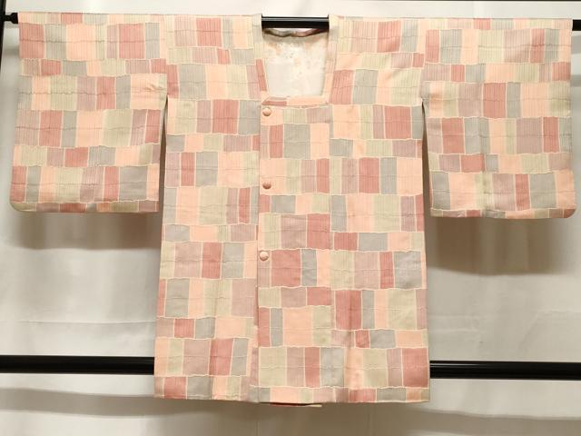 平和屋着物＃道行コート　幾何学文　正絹　逸品　CABF3936ev