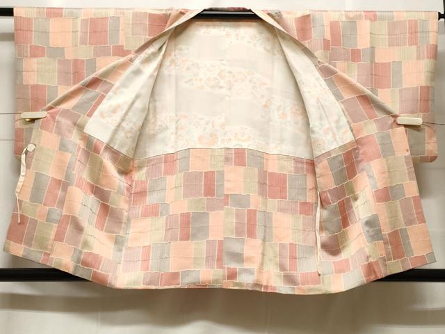 平和屋着物＃道行コート　幾何学文　正絹　逸品　CABF3936ev