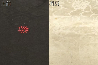 平和屋着物＃道行コート　菱菊文　黒地　正絹　逸品　CABF3937ev