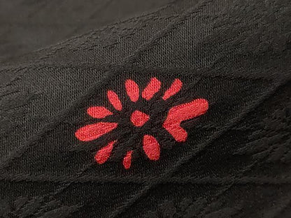 平和屋着物＃道行コート　菱菊文　黒地　正絹　逸品　CABF3937ev