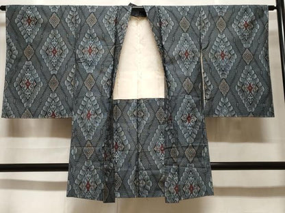 平和屋着物＃長羽織　本場大島紬　割り込み絣　菱幾何学文　正絹　逸品　未使用　CABF3938ev