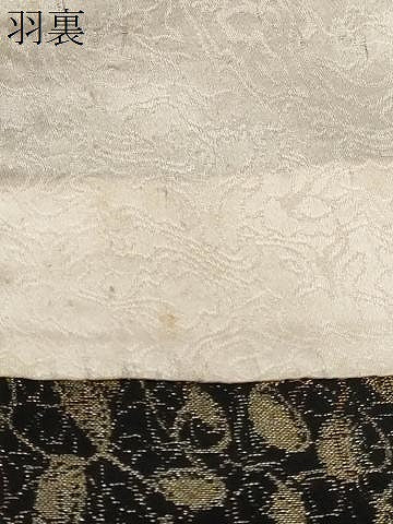 平和屋着物＃羽織　寿光織　花唐草文　黒地　金糸　正絹　逸品　CABF3940ev