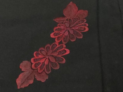平和屋着物＃羽織　総刺繍　流水枝花文　黒地　正絹　逸品　CABF3941ev