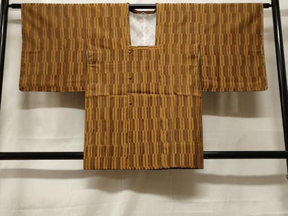 平和屋着物＃道行コート　二部式　雨コート　幾何学文　正絹　逸品　未使用　CABF3948ev