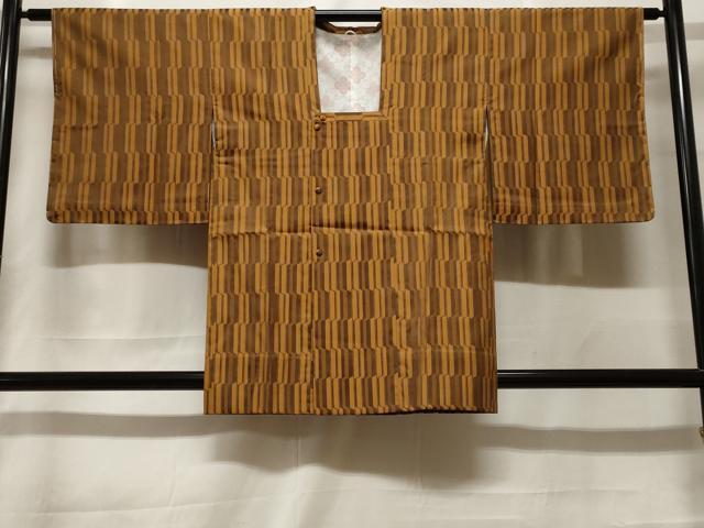 平和屋着物＃道行コート　二部式　雨コート　幾何学文　正絹　逸品　未使用　CABF3948ev