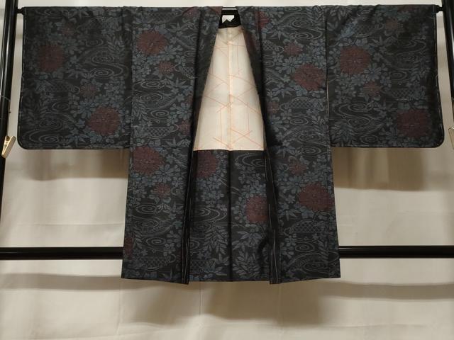 平和屋着物＃羽織　本場大島紬　流水籬花文　金糸　正絹　逸品　未使用　CABF3949ev