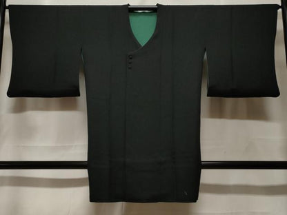 平和屋着物＃道行コート　リバーシブル　黒地　ショール付き　ロング丈　正絹　逸品　CABF3953ev