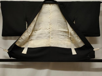 平和屋着物＃羽織　寿光織　扇面楽器花文　黒地　金銀糸　正絹　逸品　CABF3954ev
