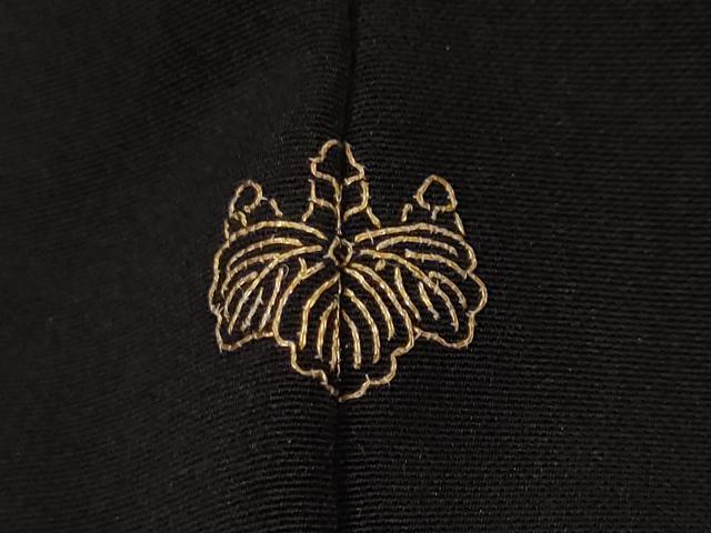平和屋着物＃羽織　寿光織　扇面楽器花文　黒地　金銀糸　正絹　逸品　CABF3954ev