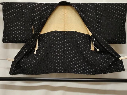 平和屋着物＃羽織　絞り　七宝文　黒地　正絹　逸品　CABF3962ev