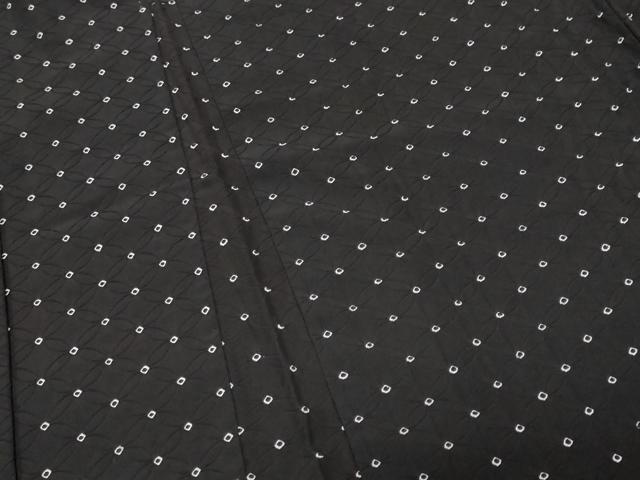 平和屋着物＃羽織　絞り　七宝文　黒地　正絹　逸品　CABF3962ev