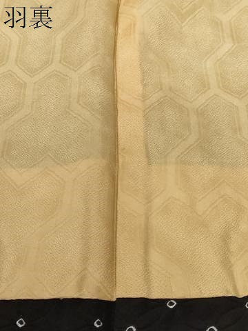 平和屋着物＃羽織　絞り　七宝文　黒地　正絹　逸品　CABF3962ev