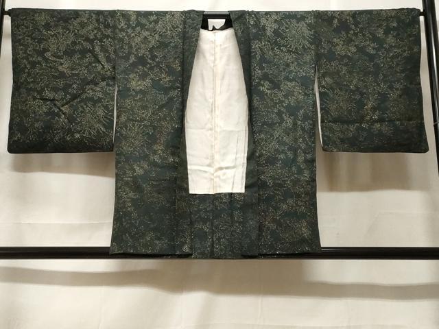 平和屋着物＃羽織　寿光織　流水草花文　金糸　正絹　逸品　CABF3969ev