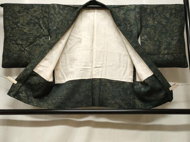 平和屋着物＃羽織　寿光織　流水草花文　金糸　正絹　逸品　CABF3969ev