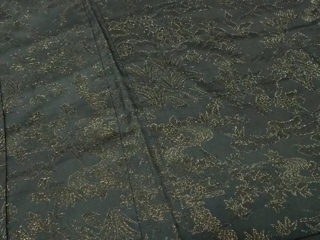 平和屋着物＃羽織　寿光織　流水草花文　金糸　正絹　逸品　CABF3969ev