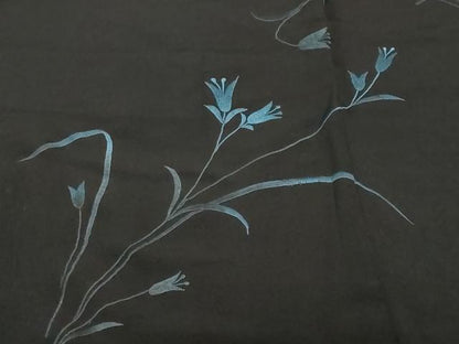 平和屋着物＃羽織　総刺繍　草花文　黒地　正絹　逸品　CABF3971ev