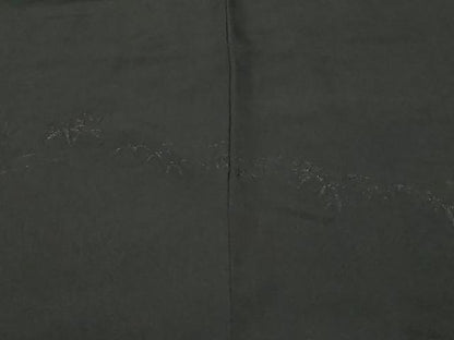 平和屋着物＃羽織　寿光織　笹竹文　黒地　銀糸　正絹　逸品　CABF3974ev