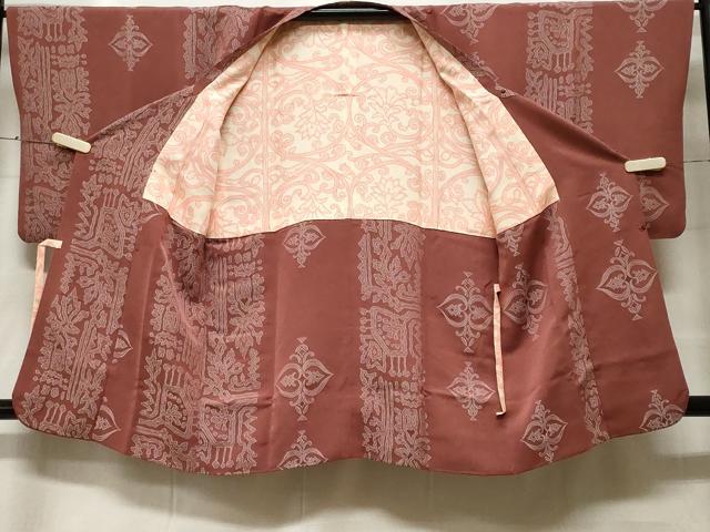 平和屋着物＃道行コート　幾何学間道　ロング丈　正絹　逸品　CABF3976ev