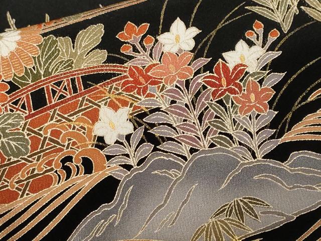 平和屋着物■豪華黒留袖 駒刺繍 立波松竹梅御所車文 暈し染め 金彩 正絹 逸品 CABF4012ev