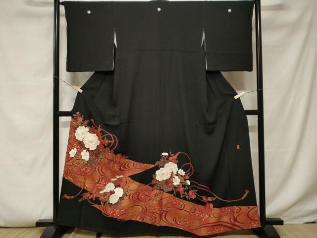 平和屋着物■豪華黒留袖 作家物 流水陶器草花文 暈し染め 金彩 正絹 逸品 CABF4016ev