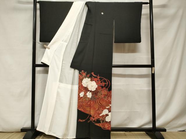 平和屋着物■豪華黒留袖 作家物 流水陶器草花文 暈し染め 金彩 正絹 逸品 CABF4016ev