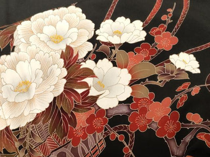 平和屋着物■豪華黒留袖 作家物 流水陶器草花文 暈し染め 金彩 正絹 逸品 CABF4016ev