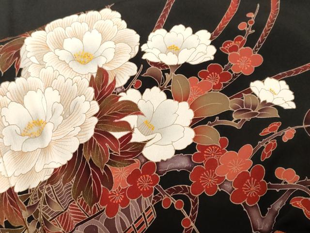 平和屋着物■豪華黒留袖 作家物 流水陶器草花文 暈し染め 金彩 正絹 逸品 CABF4016ev