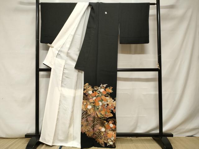 平和屋着物■豪華黒留袖 駒刺繍 松竹梅 金彩 正絹 逸品 CABF4018ev