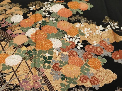 平和屋着物■豪華黒留袖 駒刺繍 松竹梅 金彩 正絹 逸品 CABF4018ev