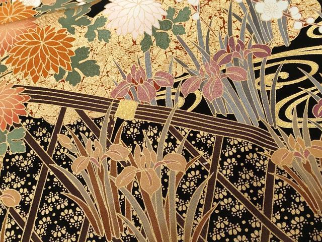 平和屋着物■豪華黒留袖 駒刺繍 松竹梅 金彩 正絹 逸品 CABF4018ev