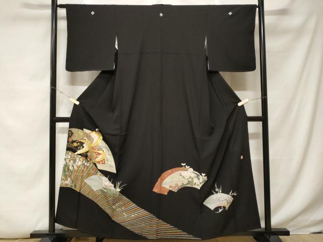 平和屋着物■豪華黒留袖 作家物 地紙飛鶴草花文 暈し染め 金彩 正絹 逸品 未使用 CABF4019ev