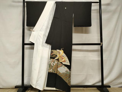 平和屋着物■豪華黒留袖 作家物 地紙飛鶴草花文 暈し染め 金彩 正絹 逸品 未使用 CABF4019ev