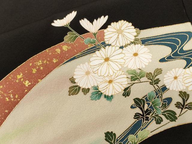 平和屋着物■豪華黒留袖 作家物 地紙飛鶴草花文 暈し染め 金彩 正絹 逸品 未使用 CABF4019ev