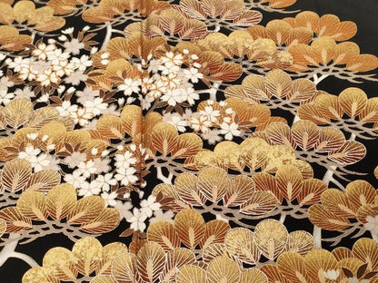 平和屋着物■豪華黒留袖 駒刺繍 流水枝松花文 暈し染め 金彩 正絹 逸品 CABF4022ev