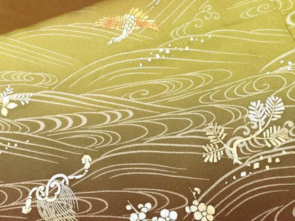 平和屋着物■訪問着 立波飛鶴枝花文 暈し染め 金彩 正絹 逸品 CABF4026ev