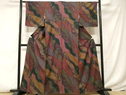 平和屋着物■上質な小紋 道長花蝶文 金彩 正絹 逸品 未使用 CABF4030ev