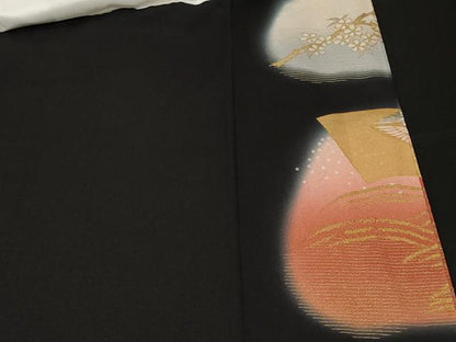 平和屋着物■豪華黒留袖 上村松園の世界 地紙双鶴花文 暈し染め 金銀彩 正絹 逸品 CABF4033ev