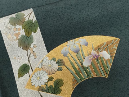 平和屋着物■訪問着 地紙流水草花文 暈し染め 金銀彩 正絹 逸品 CABF4036ev