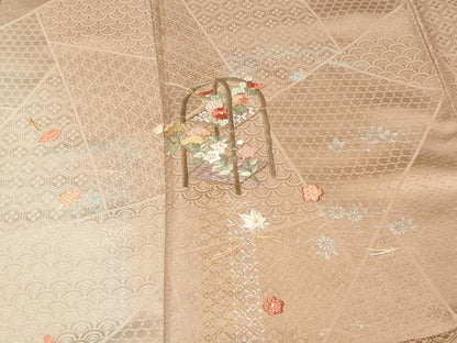 平和屋着物■訪問着 総刺繍 切嵌吉祥吹き寄せ文 暈し染め 金銀彩 正絹 逸品 CABF4037ev