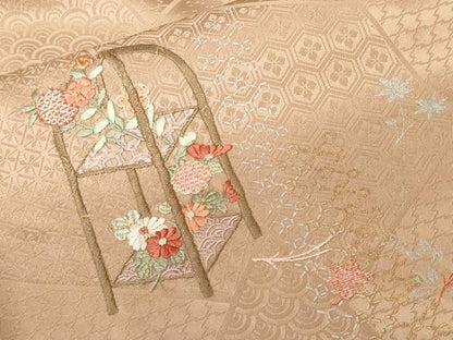 平和屋着物■訪問着 総刺繍 切嵌吉祥吹き寄せ文 暈し染め 金銀彩 正絹 逸品 CABF4037ev
